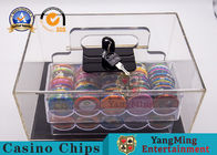 Texas Club Custom 400 Pieces Round Clay Anti-Counterfeiting Chips Coin Box Transparent Acrylic Lockable Portable Case