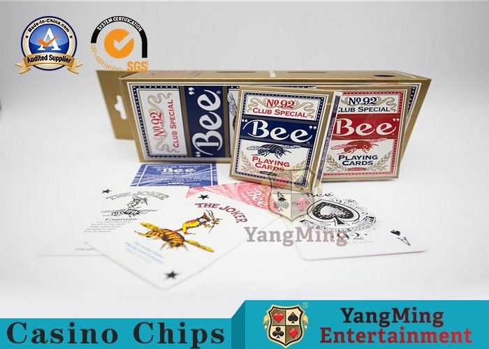 Cartões de jogo americanos originais do casino da abelha do clube 92 do pôquer com papel de núcleo preto UV