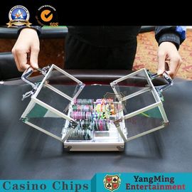 Aluminum Alloy Double Open Acrylic Chips Carrier Texas Poker Round Chips Handle With Metal Lock