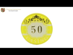 A camada Crystal Acrylic Casino Poker Chip de Macau três ajustou o carimbo de ouro de 760 partes UV