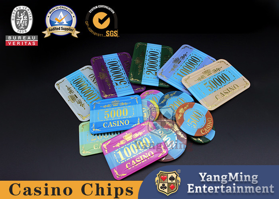 comprar O ouro chapeou o pôquer feito-à-medida Chips Acrylic Crystal Anti Counterfeit Fabricação em linha