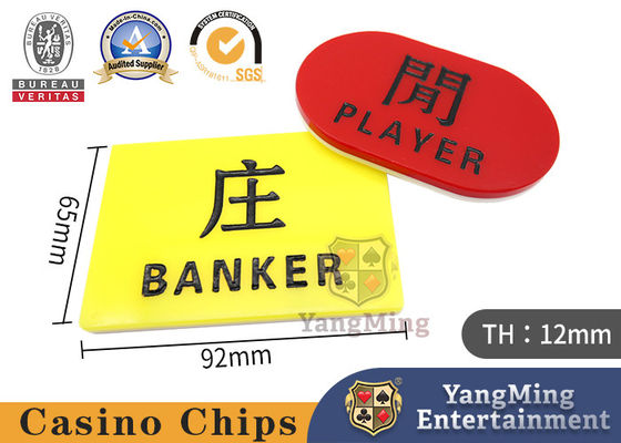 comprar marcador vermelho e amarelo chinês do cartão do pôquer da bacará de 12mm e inglês cinzelado acrílico da tabela do pôquer Fabricação em linha