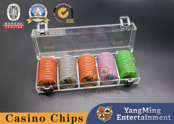 comprar 100 PCes do jogo de tabela do pôquer de Chip Tray With Lock Acrylic Transparent do pôquer do casino de 45mm Fabricação em linha