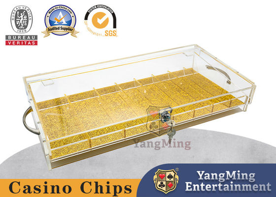 comprar Caixa de chips totalmente transparente de acrílico 8 grades trancada Caixa de chips de poker Fabricação em linha