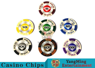 comprar 14 gramas Matte Sticker Custom Clay Poker Chips With 25pcs em um rolo do psiquiatra Fabricação em linha