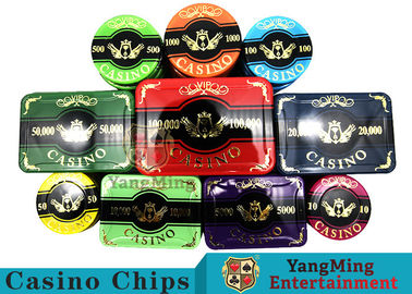 comprar A bacará Chip Set High Temperature Gold acrílico chapeou a microplaqueta do jogo de tabela do pôquer Fabricação em linha