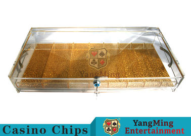 comprar Das duas do casino metade jardas acrílicas transparentes do punho de Chip Case Portable With Cartridge que joga Chips Box With Lock Case Fabricação em linha