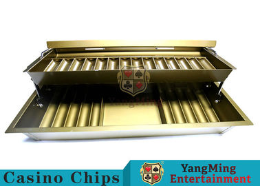 comprar Cor amarela do ouro de 15 fileiras casino dobro Chip Tray With Two Layer Casino Chip Holder do metal do fechamento de 2 camadas Fabricação em linha