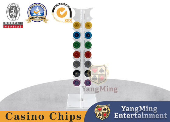 comprar 16 Chips Vertical Display Stand com Design Acrílico Transparente Chips de Poker Redondos de 40 mm Fabricação em linha