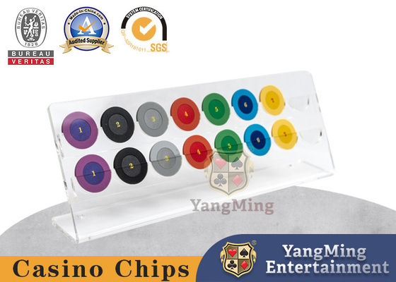 comprar Casinos Transparente Chip Rack 16 Redondo 40mm Poker Chips Moedas Acrílico Display Rack Personalizado Fabricação em linha