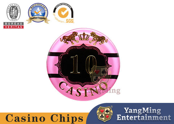 comprar Casino Baccarat Dragão Tigre Acrílico Cristal de Ouro Revestido Jogo de Poker Chips Moedas Fabricação em linha
