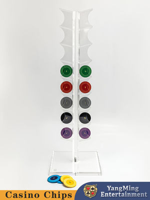 comprar Mesa de jogo de roleta porta-fichas acrílico de poker com 16 fichas circulares transparentes exibidas Fabricação em linha