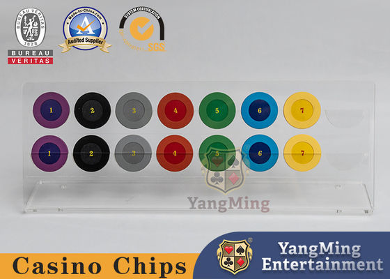 comprar Acrílico transparente de duas camadas de 16 peças redondo de display de chip fabricante de customizado roulette mesa de poker chip moeda de mesa de display de rack Fabricação em linha