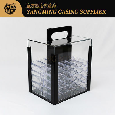 comprar Totalmente transparente 1000pcs Poker Clay Forma Redonda Carregador de Chips Acrílico Fábrica Custom Casino Carregador de Chips Com Manopla Fabricação em linha