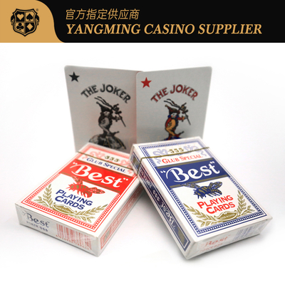 comprar 555 Doméstico Blue Core Poker Cards Factory Stock Blue Red Color Print Clube de Jogos de azar Cartões de jogo dedicados Fabricação em linha
