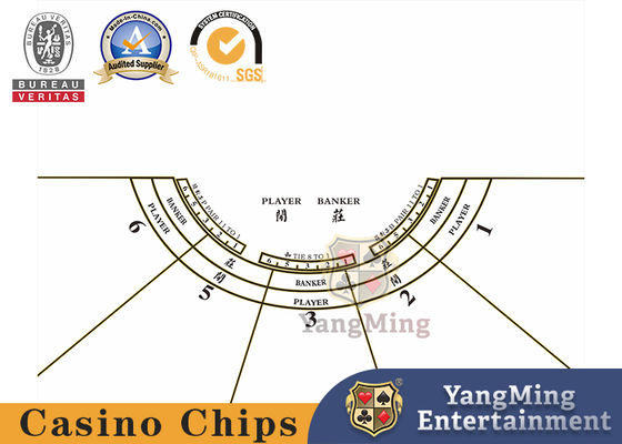 comprar Layout de mesa de cassino para 5 jogadores, Baccarat 5 - Layout de pôquer em formato de meia-lua com tecido 100% poliéster e cor verde Fabricação em linha