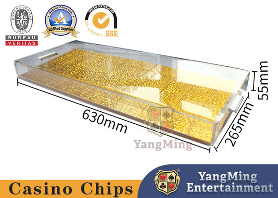 comprar Parte inferior portátil Chip Holder plástico acrílico do fio do ouro de Chip Tray Dragon Tiger Baccarat Table Translucent do casino Fabricação em linha