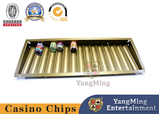 comprar Cor amarela do ouro de 15 fileiras casino dobro Chip Tray With Two Layer Casino Chip Holder do metal do fechamento de 2 camadas Fabricação em linha