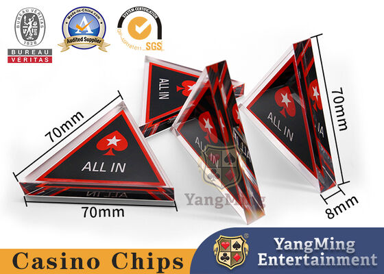 comprar Fábrica Custom Design Texas Poker VIP Club ALL IN Marca Triângulo Cristal Acrílico Plástico Ganha Aposta Dealer Botão marca Fabricação em linha