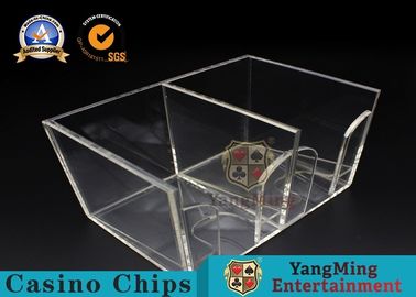 comprar Suporte claro do descarte do pôquer do cartão de jogo do acrílico do casino da caixa de dois lados para jogos de Gambing Fabricação em linha