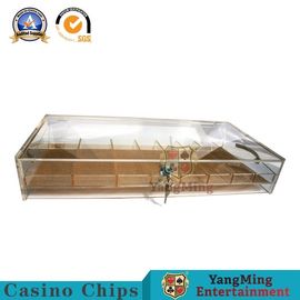 comprar Parte inferior portátil Chip Holder plástico acrílico do fio do ouro de Chip Tray Dragon Tiger Baccarat Table Translucent do casino Fabricação em linha