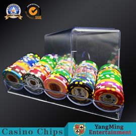 comprar fileiras 100pcs 5 em volta do pôquer Chips Case Full Transparent Acrylic Chips Carrier 40mm de jogo plástico Fabricação em linha