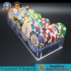 comprar 3.3mm Thinkness Clay Gambling Casino Chip Tray Chips Case plástico transparente completo 100PCS Fabricação em linha
