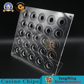 comprar As microplaquetas de pôquer acrílicas claras completas encaixotam o suporte de exposição redondo das microplaquetas 25pcs Fabricação em linha