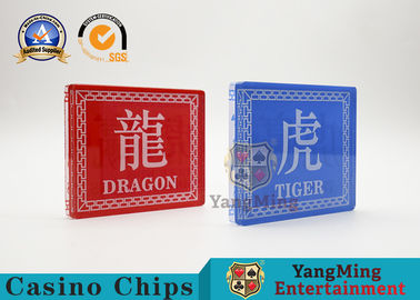 comprar Ate os marcadores da bacará da tela de seda vermelhos e Dragon Tiger Table Win Button de jogo frente e verso azul Fabricação em linha