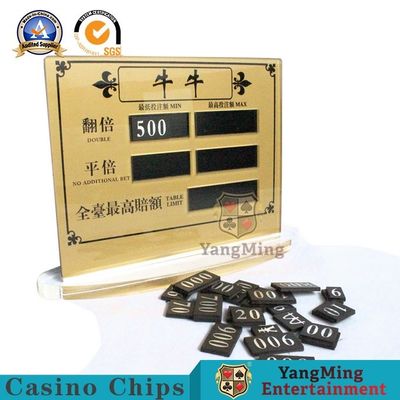 comprar O jogo de pôquer de jogo transparente dourado acrílico de NiuNiu limitou o entretenimento Chip Table Manual Digital Sign do cartão vermelho Fabricação em linha