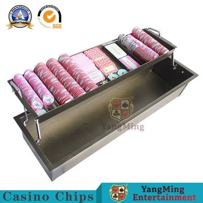 comprar Ferro Bronze-colorido Chip Tray With Lock Baccarat Poker de duas camadas Clay Anti-Counterfeiting Chip Bracket acrílico do metal Fabricação em linha