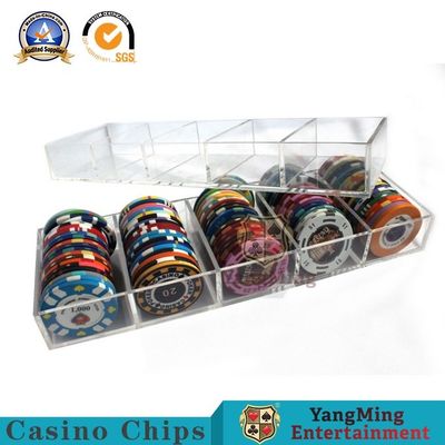 comprar Acrílico grosso feito sob encomenda do clube 100 jardas de pôquer Lockable Chips Tray Anti-falsificando de Chip Box Full Transparent Round 50mm Fabricação em linha