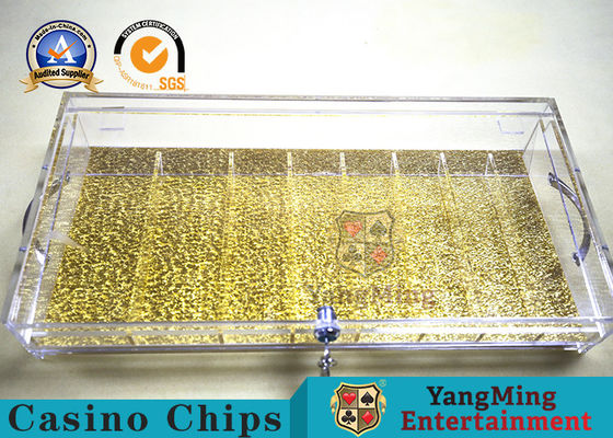 comprar Grade 8 acrílica transparente de alta qualidade com fechamento Chip Box Gambling Poker Table em volta da mão quadrada do fio do ouro da combinação Fabricação em linha