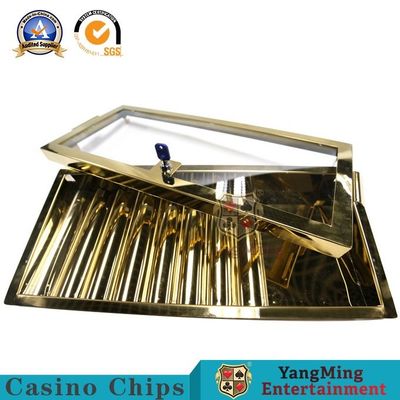 comprar Chapeamento da camada do ouro do titânio o único travou acessórios de Chip Tray For Private Clubs Metal Chip Box Poker Table Table Fabricação em linha