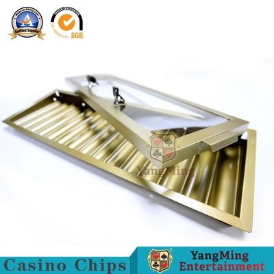 comprar Casino redondo Chip Tray Single Layer da tampa de vidro do metal do código de 15 grades Fabricação em linha