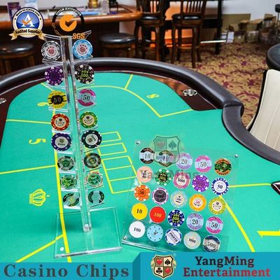 comprar acessórios redondos acrílicos Chip Coin Display Rack do jogo do casino de 16Pcs 40mm Fabricação em linha