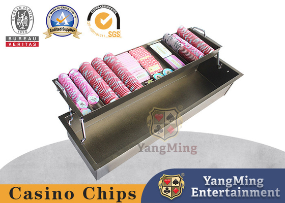 comprar Pôquer retangular material Chip Tray With Lock do metal do vinte-e-um das fileiras da bacará 12 Fabricação em linha