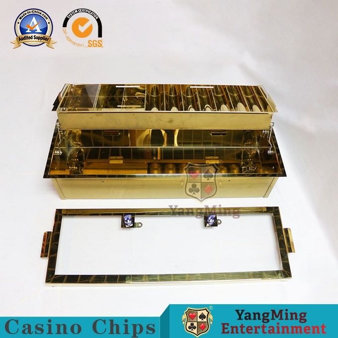 Double Floors Metal Golden Casino Chip Tray Baccarat Texes Customize Luxury Rulette Wheels Blackjack Table
