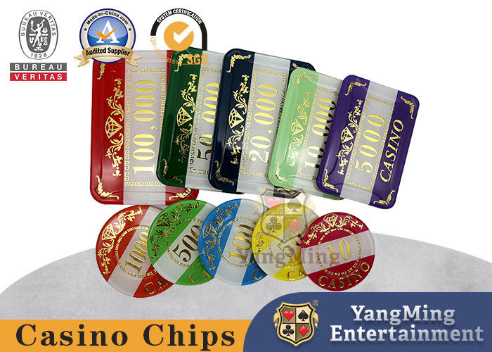 Two Layer High Transparent Acrylic Bronzing Baccarat Poker Clay Chips