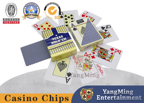 Cartões de plástico personalizados do Texas Hold'em com impressão grande vermelha e azul em estoque.