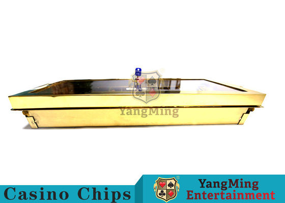 Metal Revestido Amarelo 14 Compartimento Chip Tray Double Layer Locking Poker Chip Float