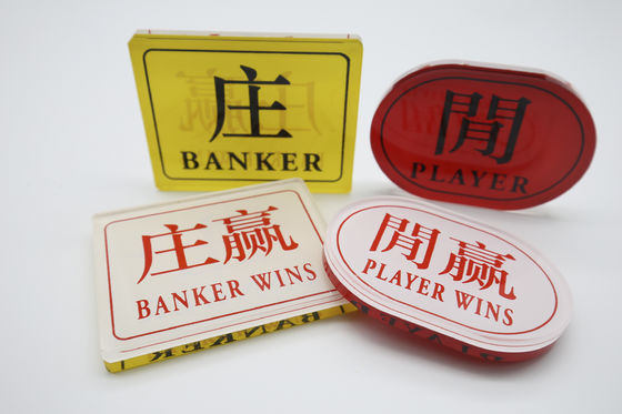 Tabuleiro de apostas de acrílico de cristal jogo de mesa de baccarat de cassino vermelho amarelo jogador banqueiro