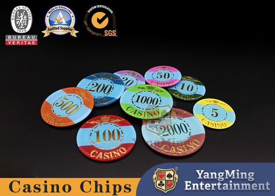 Fábrica personalizada Chips de estampagem de coroa acrílica Baccarat Poker Casual Gaming Chips de balcão