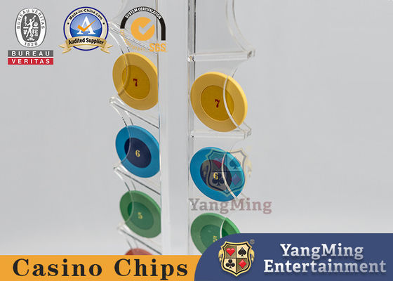 da caixa transparente das microplaquetas de pôquer do casino 16pcs suporte redondo de jogo do costume da tabela da roleta do portador de microplaquetas da tabela
