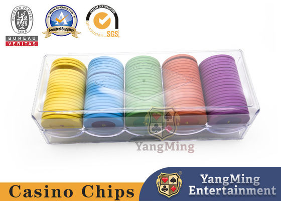Grade grossa de alta qualidade inteiramente transparente do acrílico 5 em volta da tampa Chip Case de Texas Special Clay Chip With dos PCes de Chip Tray 100