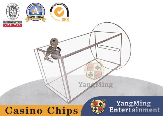 Jogos de azar Baccarat Poker Mesa Drop Jogos de cartas Caixa Acrílica Carregador de Dinheiro Redondo De Baixo Com 1 Fechadura