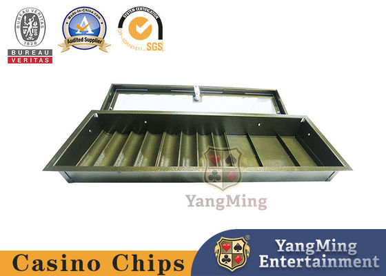 Prémio Prateado Brilhante 8 fileiras Argila Redonda Chips de Poker de Cerâmica Conjunto de bandeja Chips de Casino Carregador de camada única