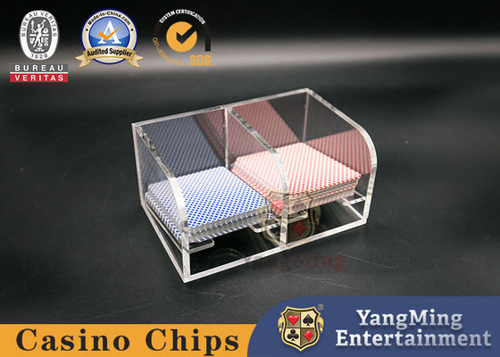 Cristal Transparente Acrílico Cow Cow Poker Descarte Caixa Clube de Jogos Mesa 2 Compartimento Caixa de Cartas