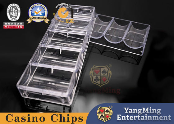 Fábrica totalmente transparente Acrílico transparente Alumínio caixa de chips de poker com bandeja de chips Fix 100 chips redondos