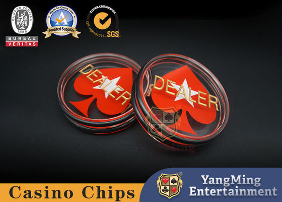 Clube de Jogos Texas Full Transparente Gravura de dois lados Silk Screen Button Dealer